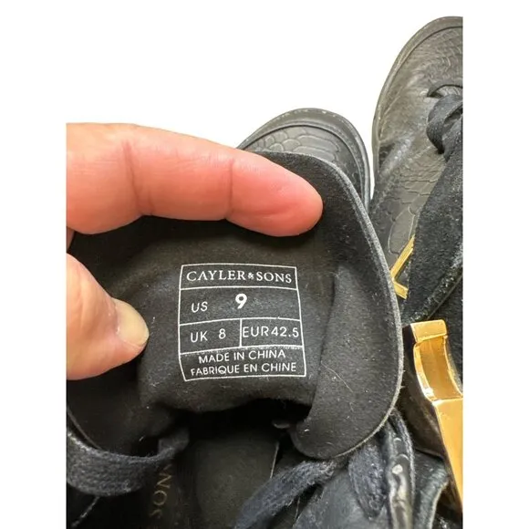 Cayler &amp; Sons men’s black leather Hamachi shoes sneakers size 9 SKU 3327