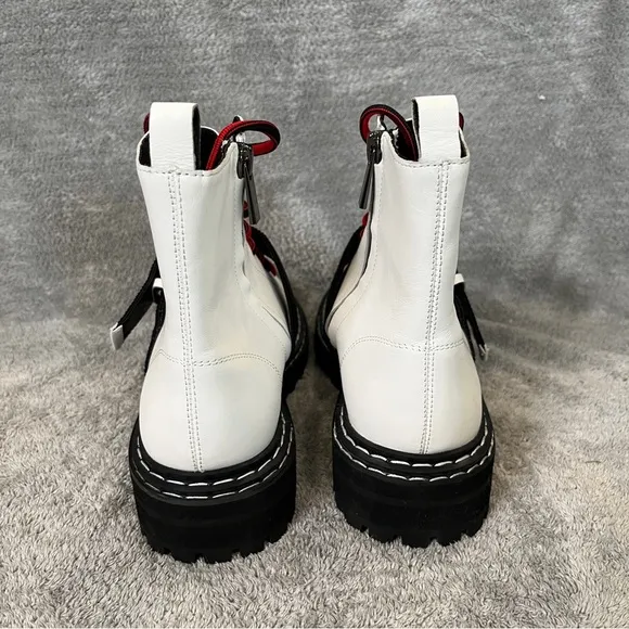 Cecilia New York Hayden leather boots white with black and red details size 7