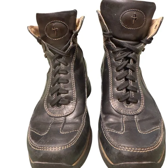 Cesare Paciotti 4US Leather Ankle Boots Black/Brown Stitching –Size EU 41 / US 9