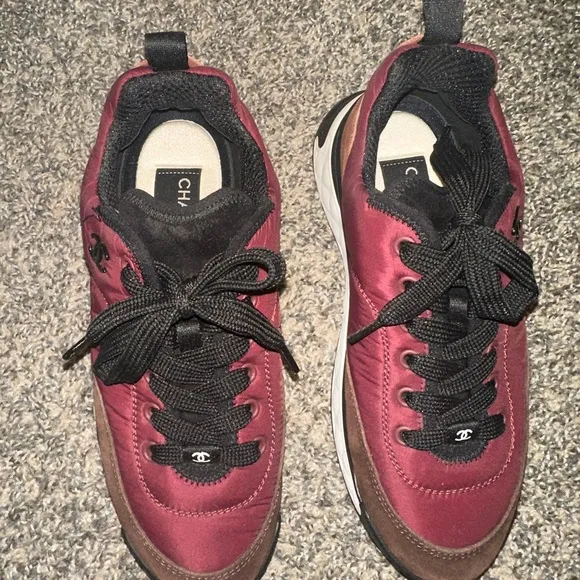 Chanel woman’s Burgundy and Brown Sneakers
