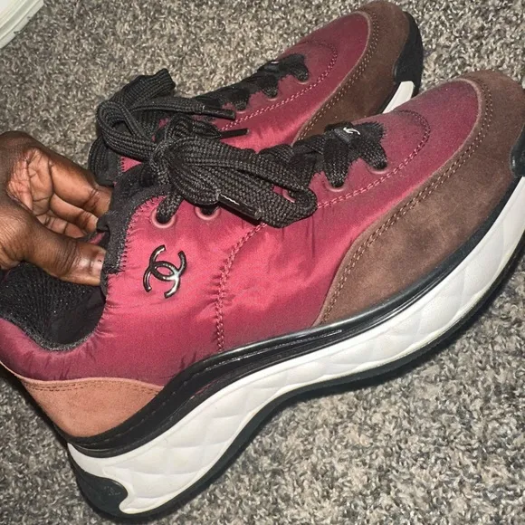 Chanel woman’s Burgundy and Brown Sneakers