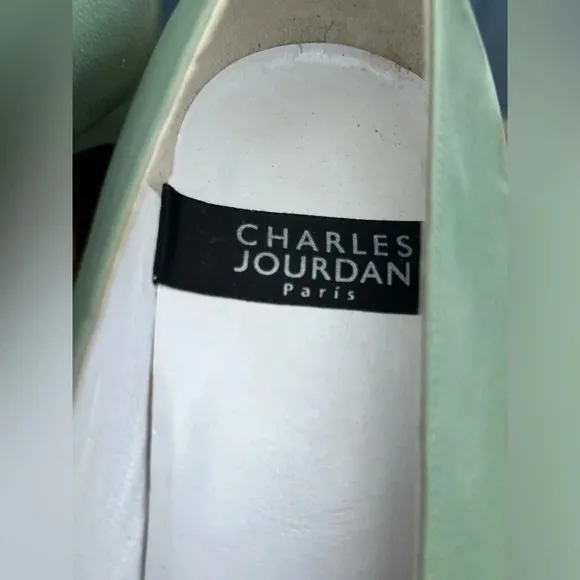 Charles Jourdan Seafoam Green Chunky Block Heel Pumps Shoes High Heels Sz 9 Rare