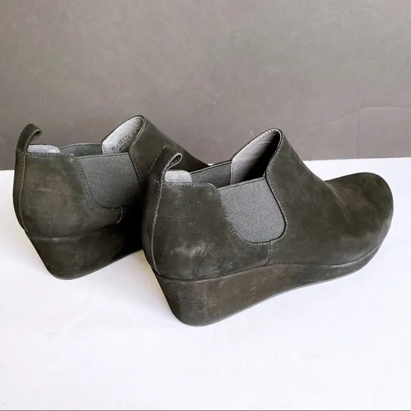 Chocolat Blu Black Suede Wedge Ankle Booties
