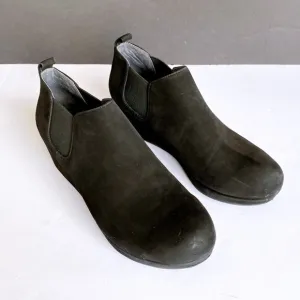 Chocolat Blu Black Suede Wedge Ankle Booties