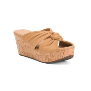 CHOCOLAT BLU Camel Leather Wiley Wedge Sandals