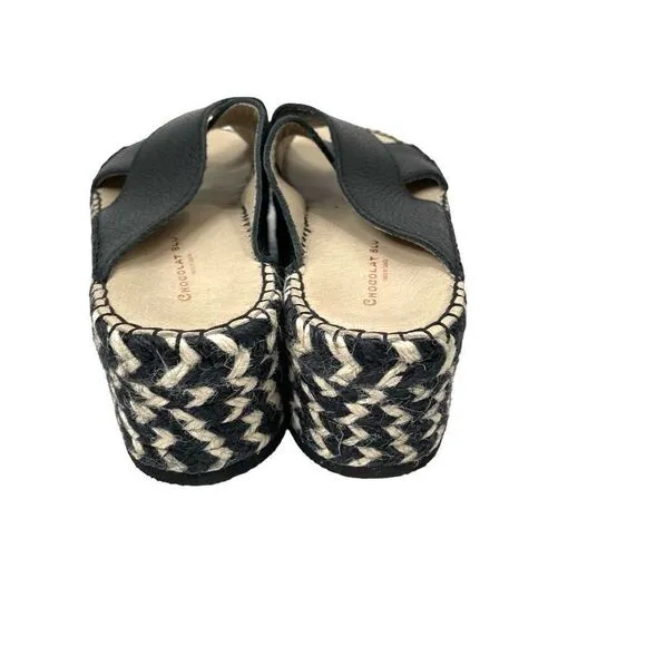 Chocolat Blu Niza leather Crisscross Platform Slide Sandals Size 37 boho beach