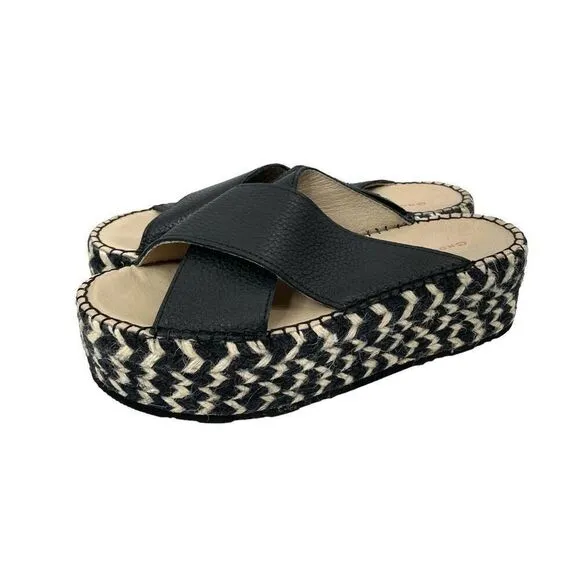 Chocolat Blu Niza leather Crisscross Platform Slide Sandals Size 37 boho beach