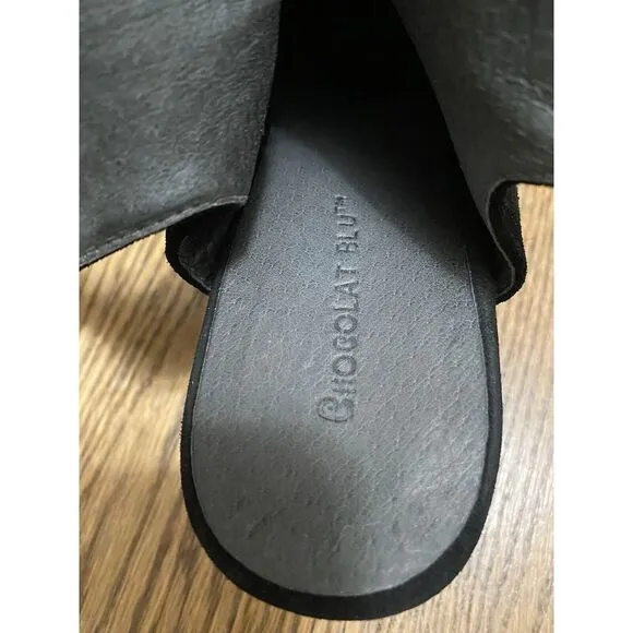 Chocolat Blu Women Shoes &quot;White&quot; Peep‎ Toe Wedge Size 7.5 Black Suede