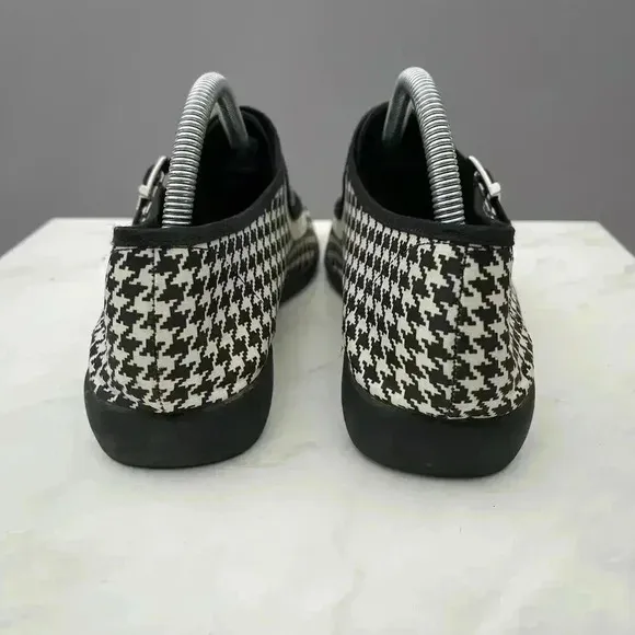 Chocolaticas Mary Janes Shoes Size 8.5/40 Black Houndstooth Wedge Buckle 90s