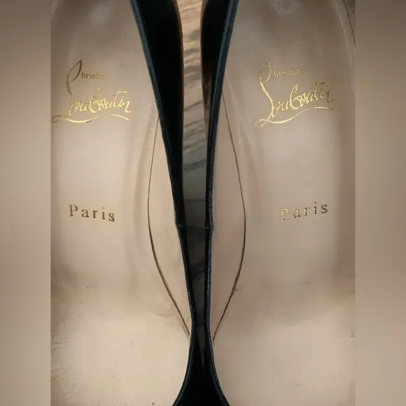 Christian LouBoutin Paris black patent leather wedge heels women’s 7.5 38 shoes