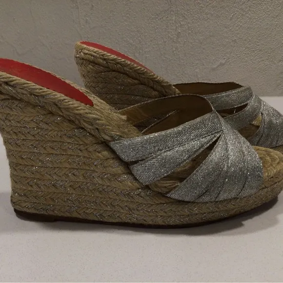 Christian Louboutin Silver Wedge Espradrilles