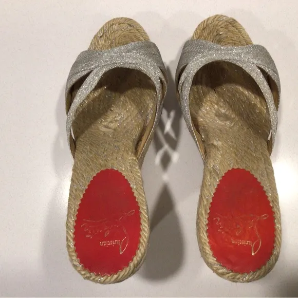 Christian Louboutin Silver Wedge Espradrilles