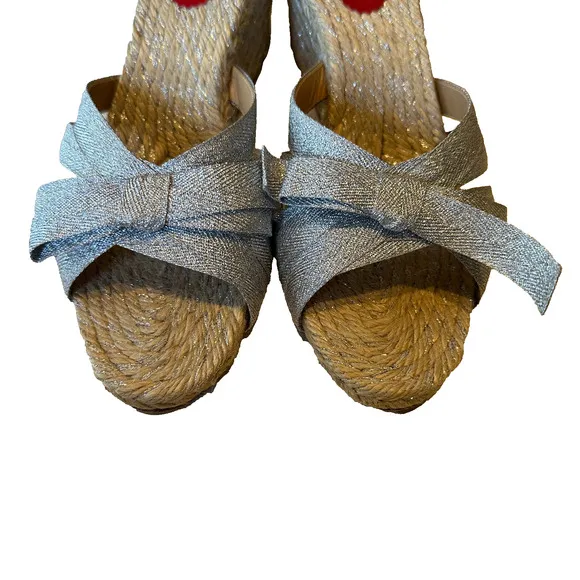Christian Louboutin Tiburon Sandals Wedge Espadrilles Ribbon 40