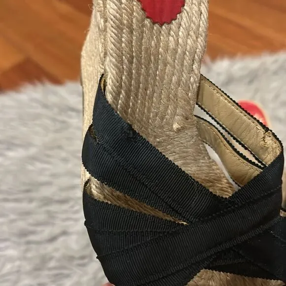 Christian Louboutin authentic cataribbon espadrille wedge size 39