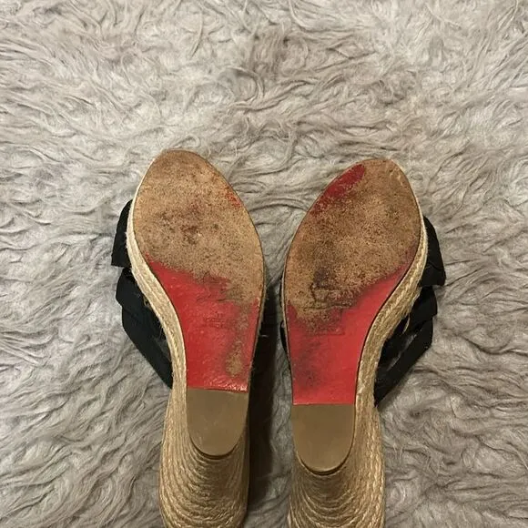 Christian Louboutin authentic cataribbon espadrille wedge size 39