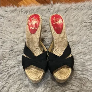 Christian Louboutin authentic cataribbon espadrille wedge size 39