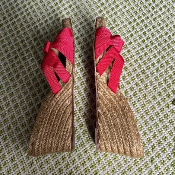 Christian Louboutin Red Ribbon Espadrilles Wedge Sandals