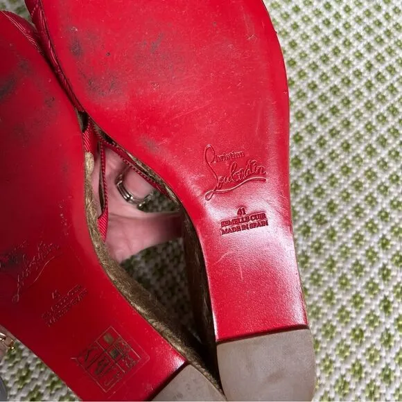 Christian Louboutin Red Ribbon Espadrilles Wedge Sandals