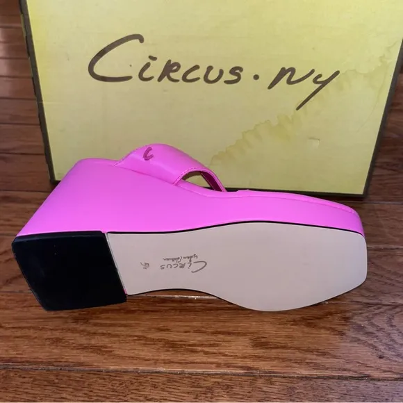 Circus NY by Sam Edelman Moira Wedge Sandals Hot Pink Punch Women’s Size 5.5