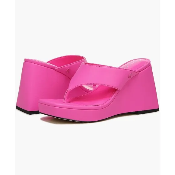 Circus NY by Sam Edelman Moira Wedge Sandals Hot Pink Punch Women’s Size 5.5