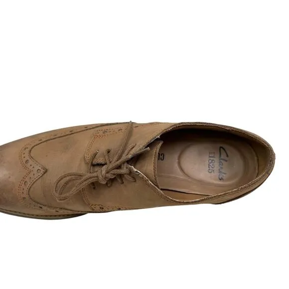 Clarks 1825 Mens Oxford Shoe Brown Leather Wingtip‎ Brogue  Lace Up Size 10M