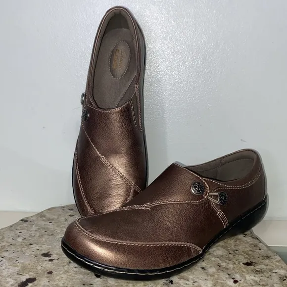 Clarks Collection Special Edition Slip-Ons - Ashland Lane Pewter Women Size 10 N