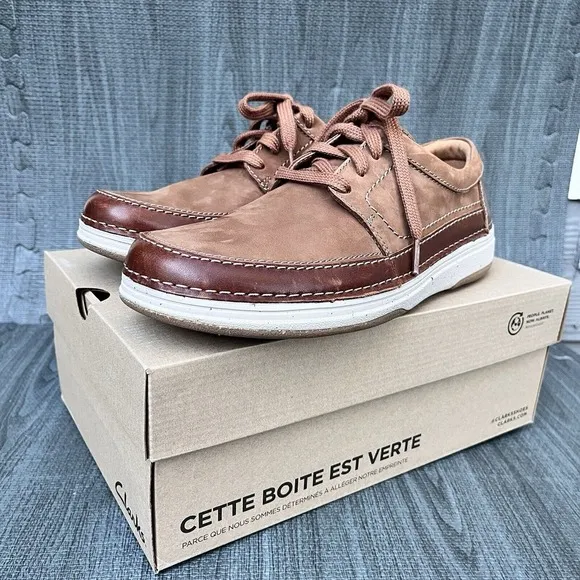 Clarks Men's Nature 5 Lo Leather Shoes Dark Tan Mens 9 M
