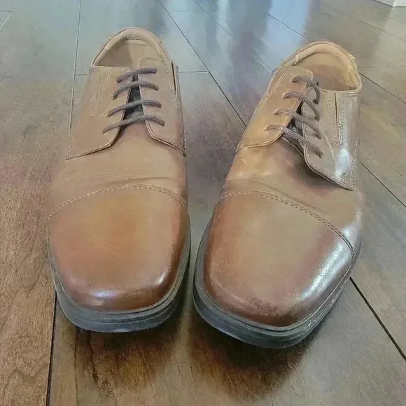 Clarks Mens Tilden Cap 26130096 Dark Tan Leather Oxford Shoes Size US 9.5