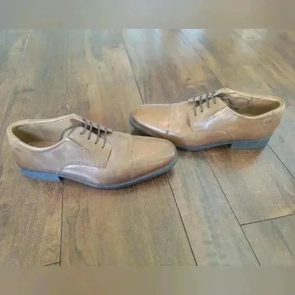 Clarks Mens Tilden Cap 26130096 Dark Tan Leather Oxford Shoes Size US 9.5
