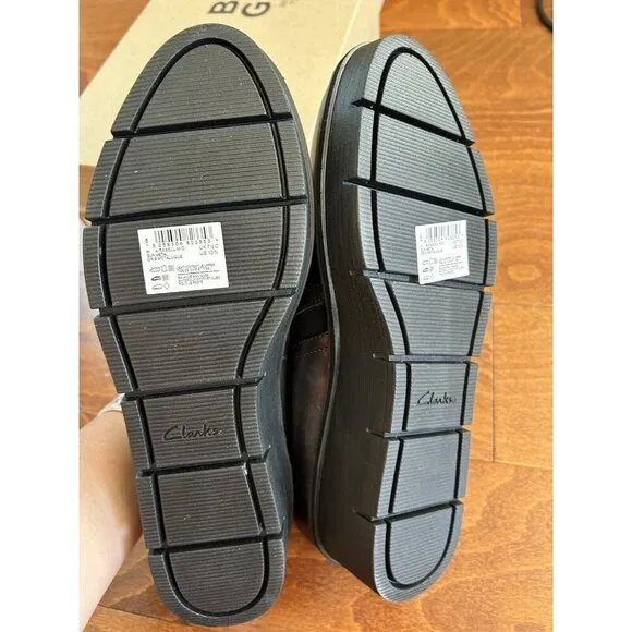 Clarks Womens 10 N Airbaell Mid Gunmetal Wedge Leather Shoes NEW