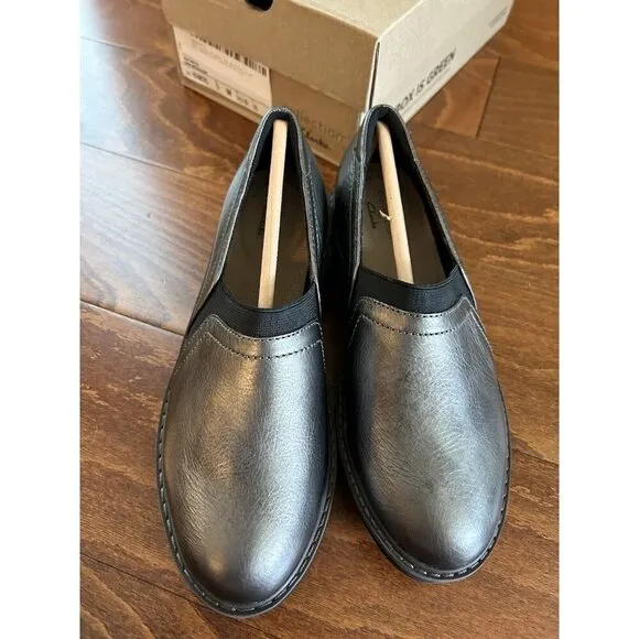 Clarks Womens 5 M Airbaell Mid Gunmetal Wedge Leather Shoes NEW