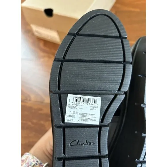 Clarks Womens 5 M Airbaell Mid Gunmetal Wedge Leather Shoes NEW