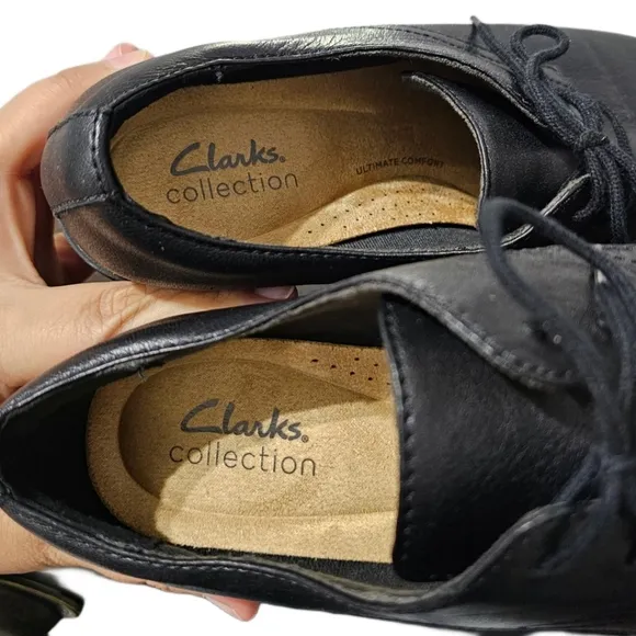 CLARKS Women's Sharon Rae Leathet Lace-Up Wedge Shoes