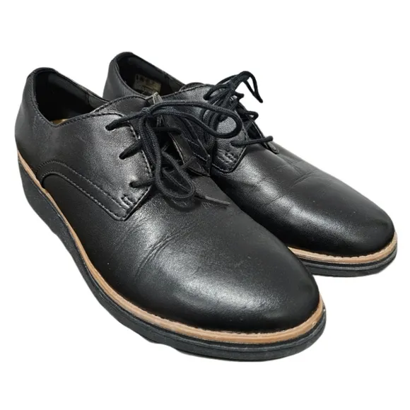 CLARKS Women's Sharon Rae Leathet Lace-Up Wedge Shoes