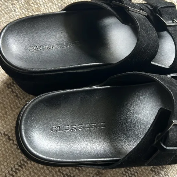 Clergerie black suede platform sandals