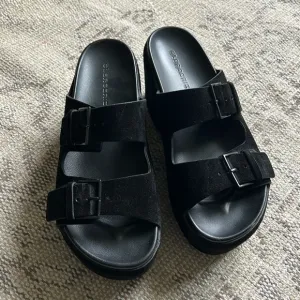 Clergerie black suede platform sandals