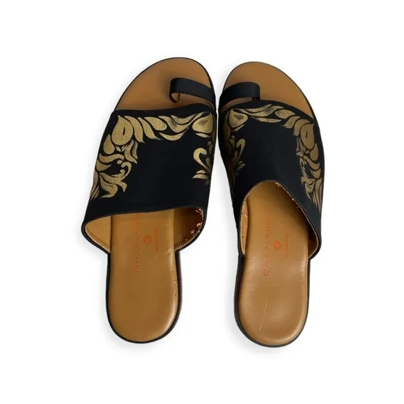 Clover Canyon Platform Heel Slip-On Sandals in Black and Gold Women’s Size 9​​​​