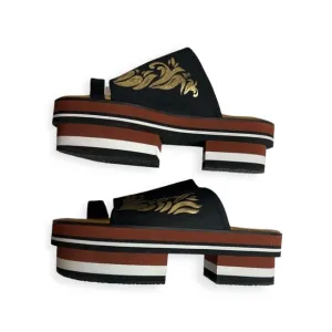 Clover Canyon Platform Heel Slip-On Sandals in Black and Gold Women’s Size 9​​​​