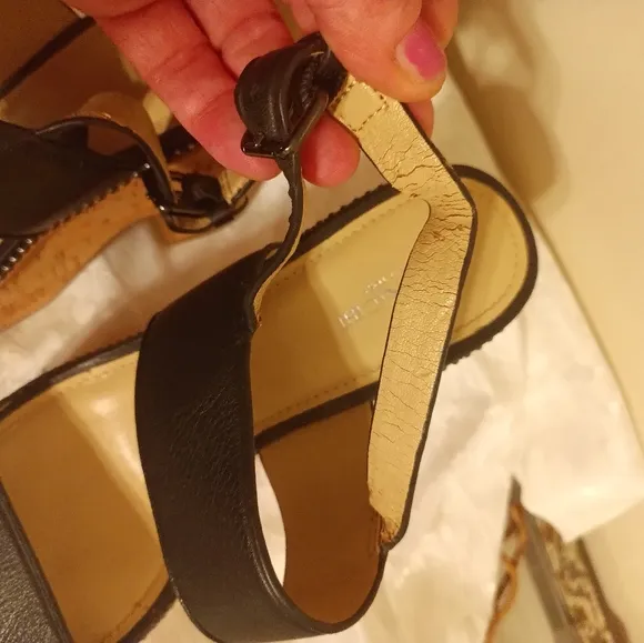 Coach black leather wedge platform women's  sandal size 8.5 B