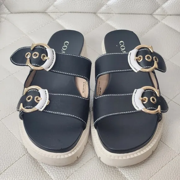 Coach Double Strap Platform Sandals
