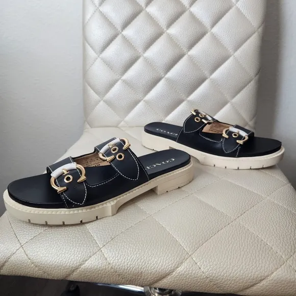 Coach Double Strap Platform Sandals