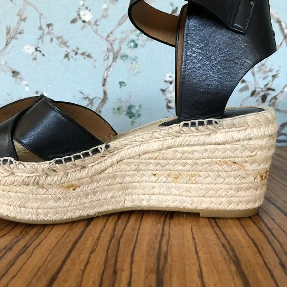 Coach Primrose Raffia Leather Slingback Platform Sandals Size US 6B / EU 36