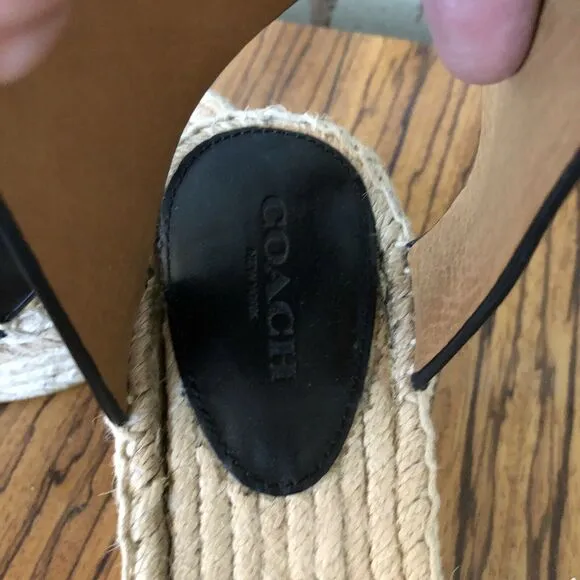 Coach Primrose Raffia Leather Slingback Platform Sandals Size US 6B / EU 36
