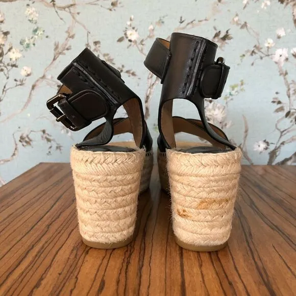 Coach Primrose Raffia Leather Slingback Platform Sandals Size US 6B / EU 36
