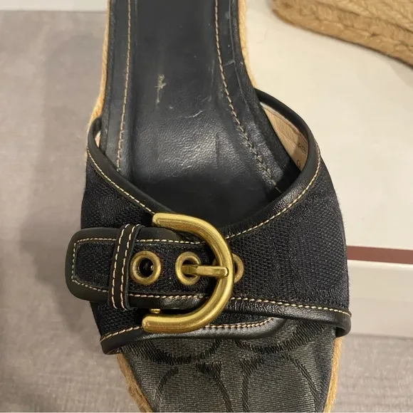 Coach Signature Logo Black Espadrilles Sandals