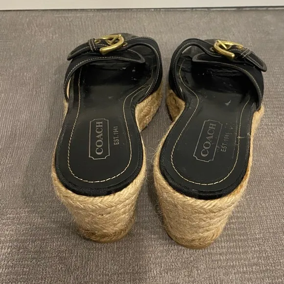 Coach Signature Logo Black Espadrilles Sandals