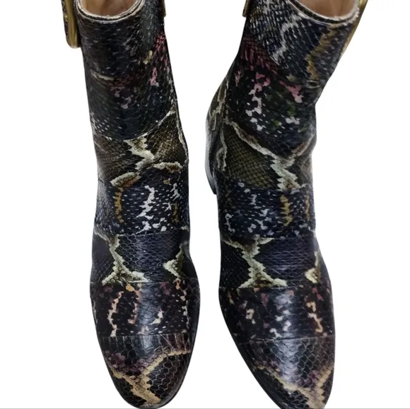 Coach Women's Cassandra Exotic Avant Garde Buckle Leather Snake Booties size 7.5