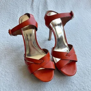 Coach Dani platform heels sandals size 10 B‎ Papaya / orange gold
