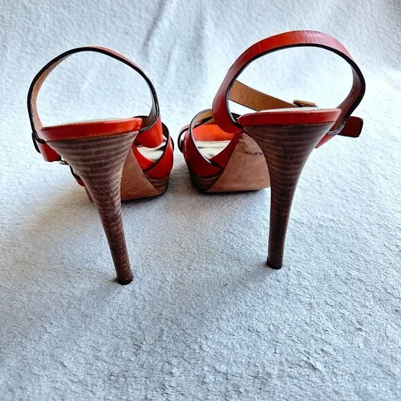 Coach Dani platform heels sandals size 10 B‎ Papaya / orange gold