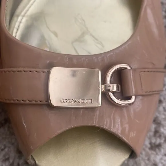 Coach Tan Wedge Patent Leather Shoes 1-